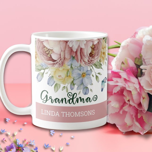 Mug Élégante Grandme florale rose pâle de printemps ja (Créateur téléchargé)