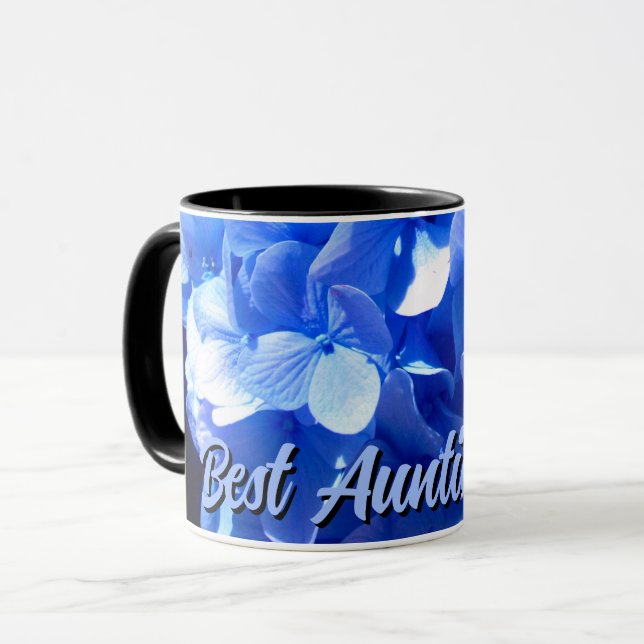 Mug Elégante hydrangée florale bleue comme meilleure t (Devant gauche)