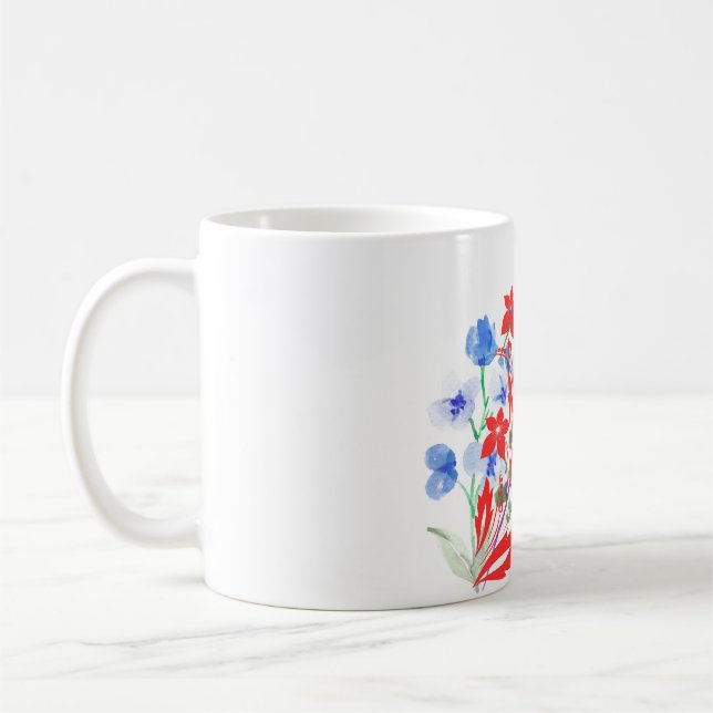 Mug Élégante Illustration de Fleur et Feuilles | Minim (Gauche)