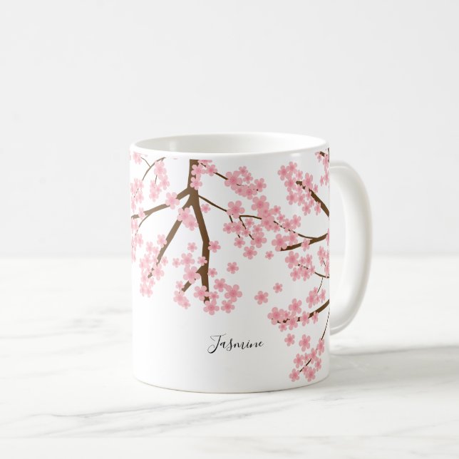 Mug Elégante jolie floraison de cerisier sakura callig (Devant droit)