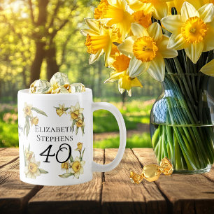 Mug Élégante jonquille jaune 40e anniversaire floral