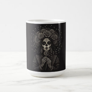Mug Élégante La Catrina Art Floral de Squelette
