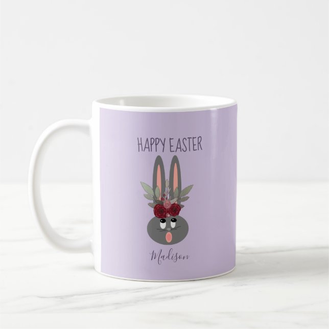 Mug Élégante Lavande Purple Lapin de Pâques Personnali (Gauche)