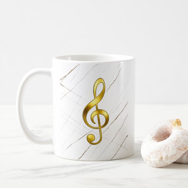 Mug Élégante maison d'art clef de sol en or (Avec donut)