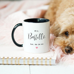 Mug Élégante Mme Script Mariage Monogramme Noir