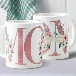 Mug Élégante MOM Parties scintillant rose Aquarelle Fl