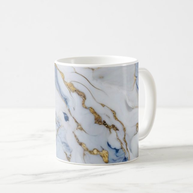 Mug Elégante motif en granit bleu blanc (Devant droit)