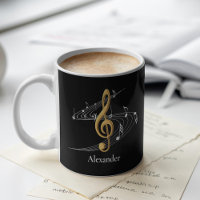 Elégante musique Treble Clef Black Gold Personnali