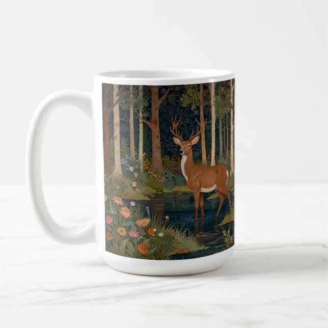 Mug Élégante nature arbres rustiques bois forêt cerfs (Gauche)