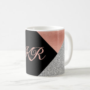 Mug Élégante Parties scintillant d'argent rose chaud n