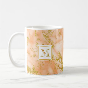 Mug Elégante Parties scintillant d'or de marbre orang