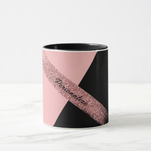 Mug Elégante Parties scintillant rose noir Personnalis