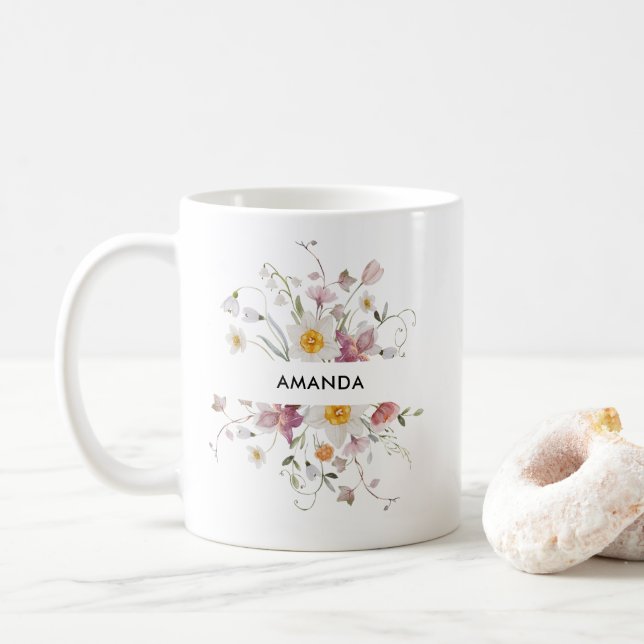 Mug Elégante pâte à café personnalisée - Aquarelle (Avec donut)