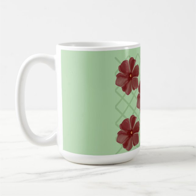 Mug Élégante patte de dentelle florale et verte sauge  (Gauche)
