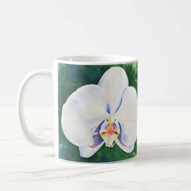 Mug Elégante peinture à l'aquarelle de l'orchidée blan (Gauche)