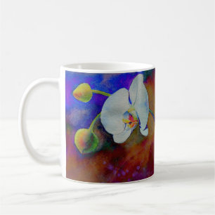Mug Elégante peinture à l'aquarelle d'orchidée blanche