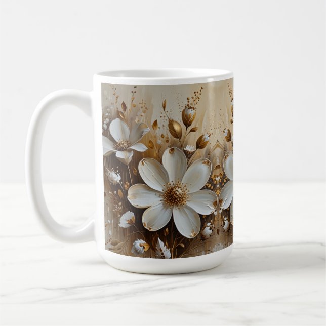 Mug Elégante peinture Abstraite à l'huile florale avec (Gauche)