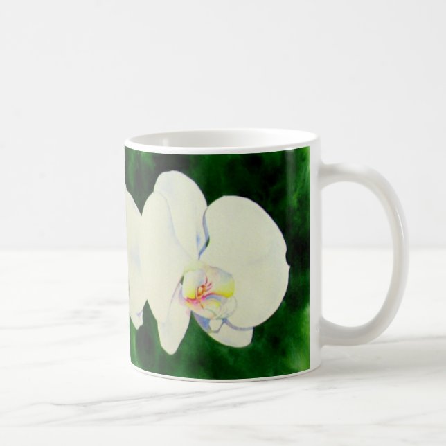 Mug Elégante peinture d'orchidée tropicale blanche (Droite)