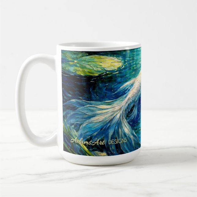 Mug Élégante peinture impressionniste de carpes koï bl (Gauche)