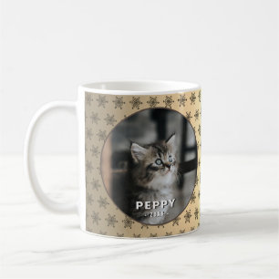Mug Élégante photo de chat métallisée dorée Noël