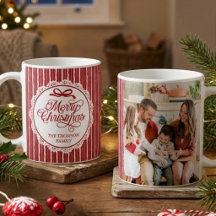 Élégante Photo de Famille Rouge et Blanc Joyeux No
