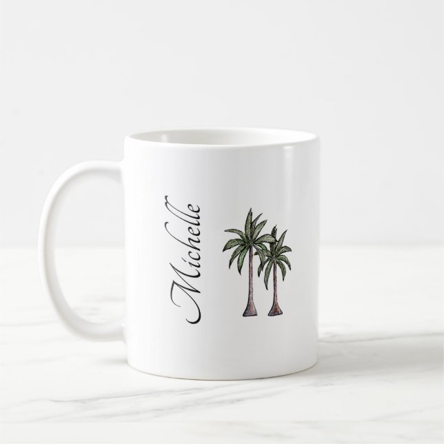 Mug Elégante Plage Tropical Palm Trees Personnalisée (Gauche)