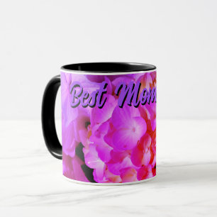 Mug Élégante rose fuchsia rose rose violet fleurs