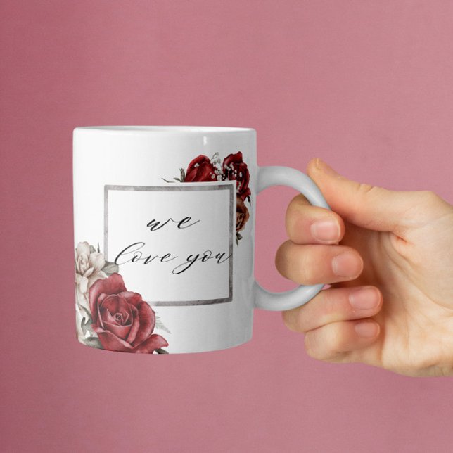 Mug Elégante Roses Rouges Rustiques Bonne Fête des Mèr (Créateur téléchargé)