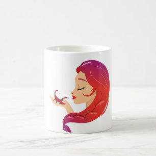 Mug Élégante rousse américaine femme avec papillon