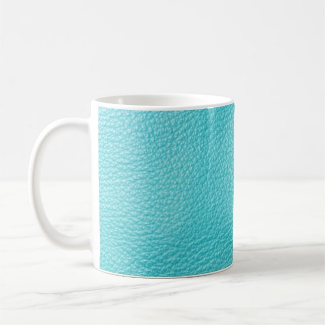 Mug Élégante texture en cuir turquoise (Gauche)