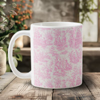 Élégante toile de Jouy rose vintage française