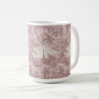 Mug Elégante toile rose de Jouy Scène de Pays Français