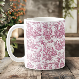Mug Elégante toile rouge vintage de jouy
