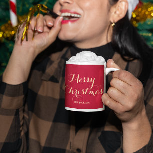 Mug Élégante typographie de script Joyeux Noël Rouge