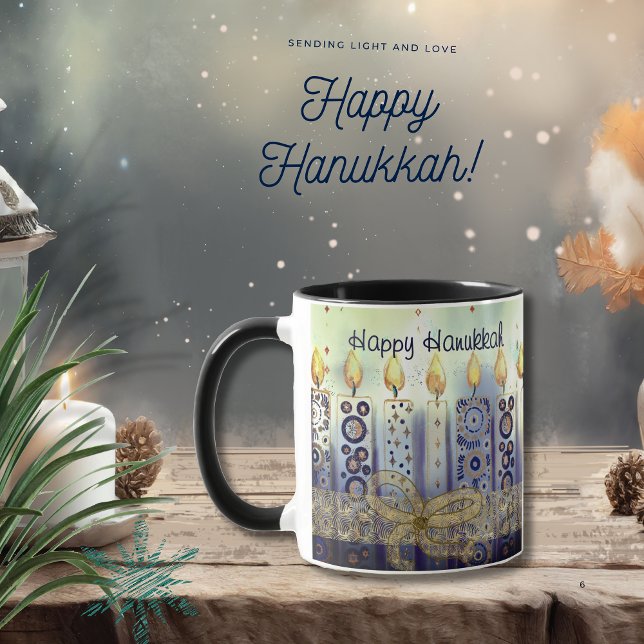 Mug Élégantes bougies joyeuses Hanoukka (Elegant Candles Happy Hanukkah Mug)