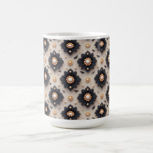 Mug Élégantes embellissements de fleurs noires avec pe