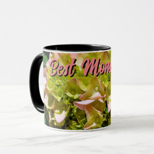 Mug Élégantes fleurs d'Hydrangée vert jaune rose