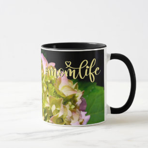 Mug Élégantes fleurs d'Hydrangée vert jaune rose