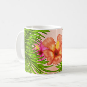 Mug Élégantes fleurs tropicales Feuilles verts floraux