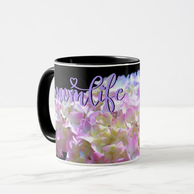 Mug Elégantes hydrangées florales jaune rose pâle (Devant gauche)