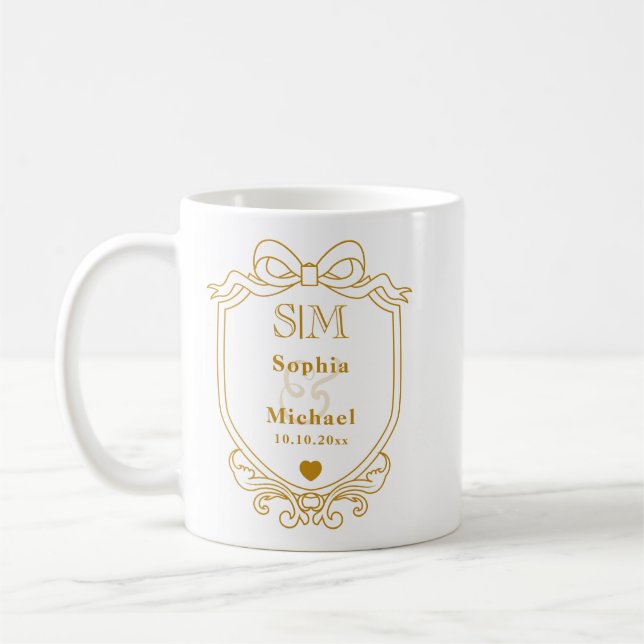 Mug Élégantes Initiales de Monogramme de Mariage Perso (Gauche)