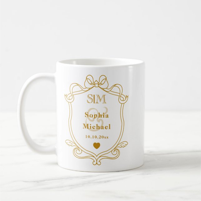 Mug Élégantes Initiales de Monogramme de Mariage Perso (Gauche)