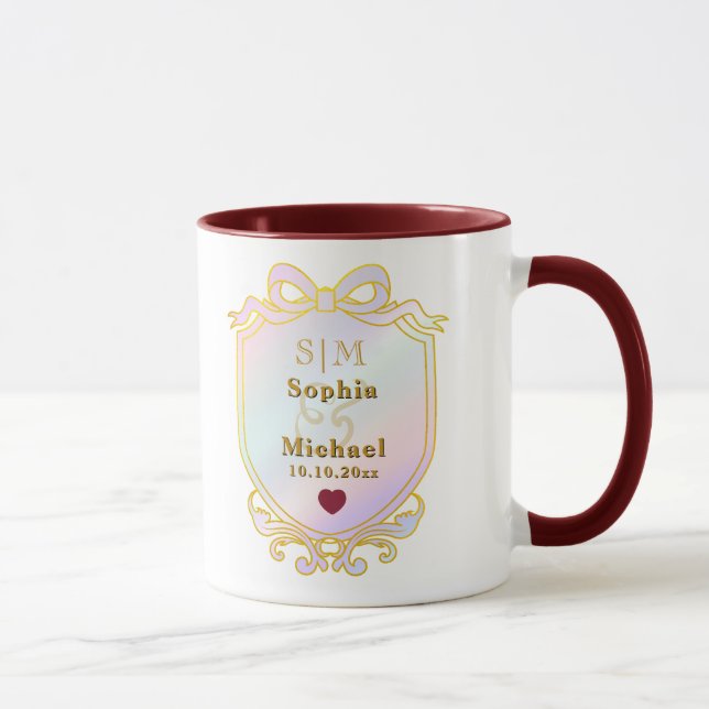 Mug Élégantes Initiales de Monogramme de Mariage Perso (Droite)