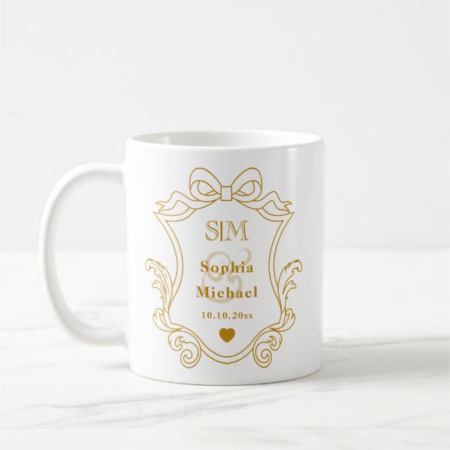 Mug Élégantes Initiales de Monogramme de Mariage Perso (Gauche)