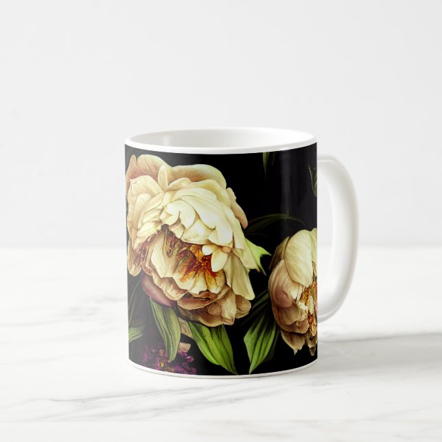 Mug Élégantes pivoines et pâte à café Rose (Devant droit)