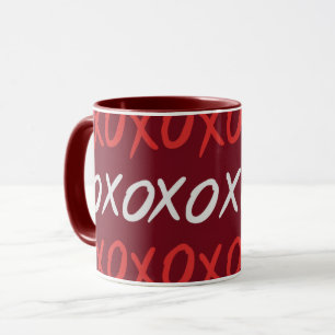 Mug Élégants baisers et câlins XOXO bordeaux