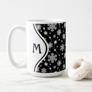 Mug Élégants Motifs de flocon de neige noir et blanc d