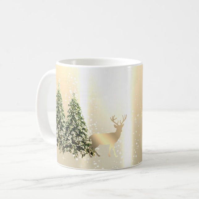 Mug Élégants,Sapins de Style,Père Noël Rennes  (Devant gauche)