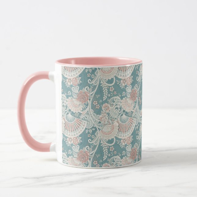 Mug Élégants ventilateurs victoriens vintage Fleurs de (Gauche)