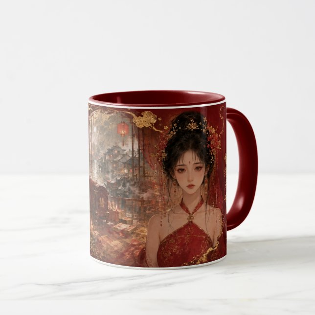 Mug Élégie de mariage rouge Minghun. (Devant droit)